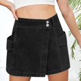 thumbnail image 2 of Bibifish Womens Denim Mini Skirts Relaxed Loose-Fit Casual Skirts All-Occasion Basic Style Everyday Short Skirts, 2 of 5