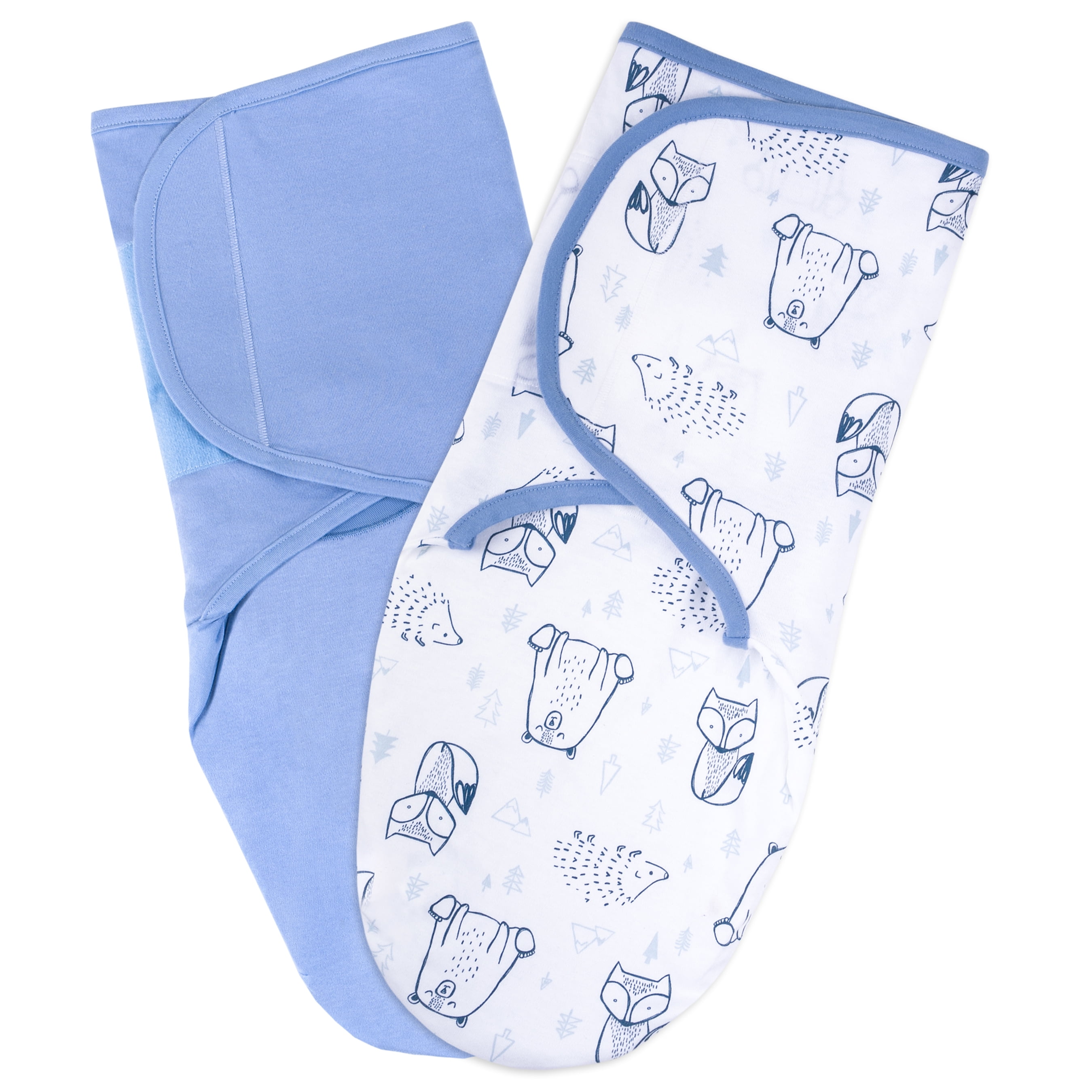 Little Star Organic 100 Pure Organic Velcro Swaddle, 2 Pack, BlueWild