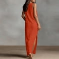 thumbnail image 4 of QUNYINEY Cotton Linen Everyday Dresses for Women Long A Line Sleeveless Sundress Loose Fit Solid Casual with Slit V Neck Dresses, 4 of 8