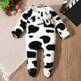 thumbnail image 5 of CAICJ98 Newborn Baby Jumpsuit Hooded Fleece Cow Rompers Long Sleeve Onesies Outwear Snowsuit Outfits Baby Boy Girl Winter Coat (White,3-6 Months), 5 of 7