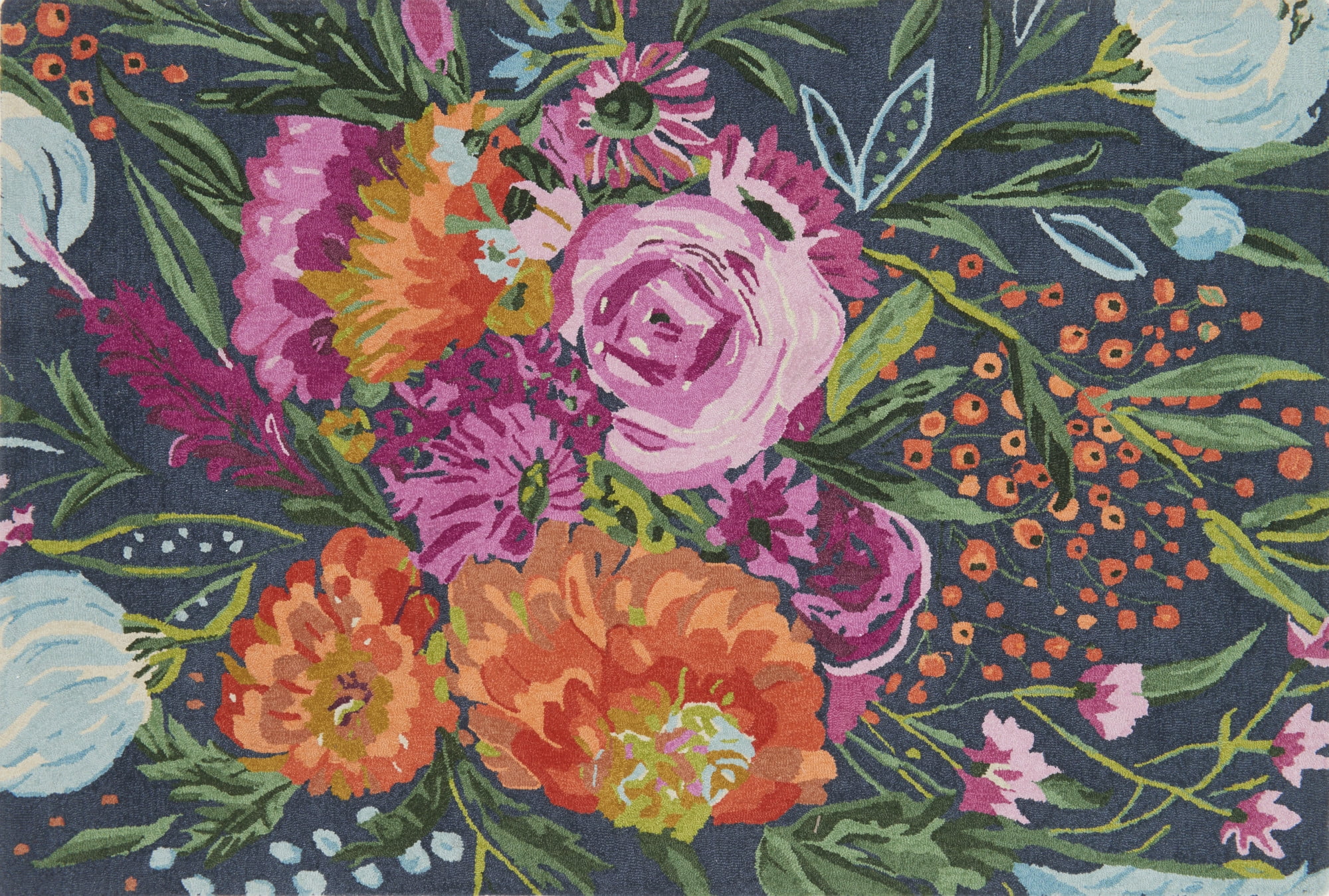 Loloi Rugs WILDWV045076 Midnight Wild Bloom 5' X 8' Rectangle Wool