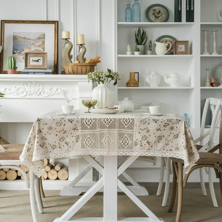 

Nvzi -b tablecloth with pine branch printing hollow splicing small fresh dining table cloth restaurant fabric tablecloth decoration (white 250 * 140cm)