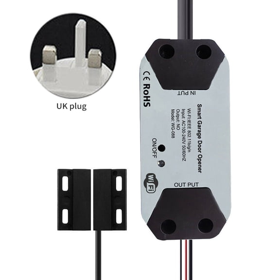 Controlador de puerta de garaje Tuya, abridor de control remoto de puerta de garaje para el hogar, interruptor de control de voz WiFi, enchufe del Reino Unido Vogacara EL001802-03B