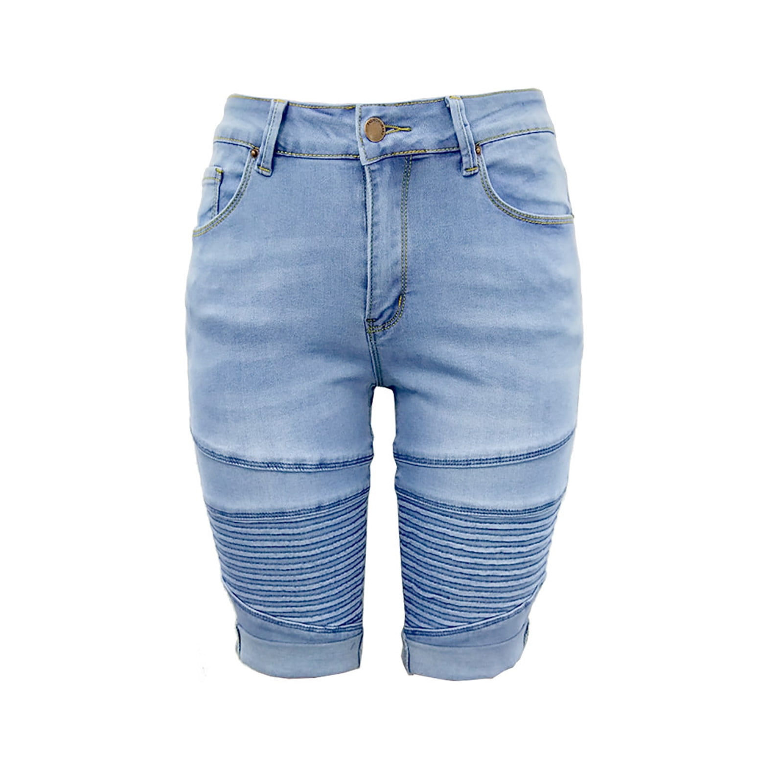 ショートパンツ [MATINKIM]washed half denim pants in blue PARALLEL-HALF-AND-HALF-_97-