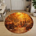 thumbnail image 3 of Round Area Rugs 4Ft, Fall Pumpkins Non-Slip Washable Circle Rugs Carpet, Farmhouse Country Maple Leaves Orange Indoor Outdoor Rug Floor Mats Throw Runner for Bedroom Living Room Bathroom, 3 of 8