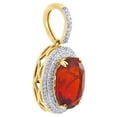 thumbnail image 2 of 10K Yellow Gold Oavl Shape Diamond & Red Gemstone Pendant 1.20" Charm 0.30 Ct, 2 of 5