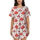 thumbnail image 1 of Balery Amanita Red Mushroom Conjunto de Pijama para Mujer con Estampado, Dos Piezas de Manga Corta y Shorts, Ropa de Dormir Suave con Cuello Redondo y Bolsillos-Large, 1 of 6