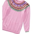 thumbnail image 3 of Cyndeelee Girls Long Sleeve Knit Pullover Christmas Sweater Crewneck Holiday Sweater Shirt (Multicolored Yoke/Pink, 2T), 3 of 5