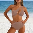 thumbnail image 2 of cocolona Womens One-shoulder Bikini Sets Summer Cute Solid Color Two Piece Swimsuits Vacation Beach Swimwear, 2 of 6