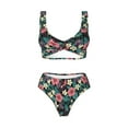 thumbnail image 4 of Daiia Green Tropical Leaves Women's Bikini Set Two Piece Swimsuit High Waisted Bikini Adjustable Straps Bikini Perfect for Beach, Pool, and Summer Vacation-XX-Large, 4 of 9