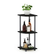 Furinno Turn-N-Tube 3-Tier Corner Display Rack Multipurpose Shelving Unit, Black/Grey