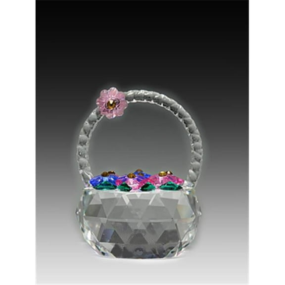 Asfour Crystal 601-40 1.57 L x 2.08 H in. Crystal Basket Of Flowers Garden Figurines