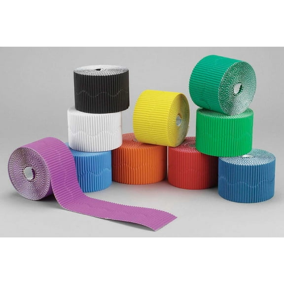 Bordette Scalloped Decorative Border Roll, 2-1/4 Inch x 50 Feet, Assorted Colors, Set of 60