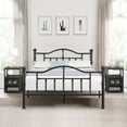 thumbnail image 1 of VECELO 3-Piece Bedroom Sets, Full Size Metal Bed Frame and 2 Black Nightstands, 1 of 8