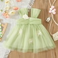 thumbnail image 3 of MEZZALL Toddler Girls Sleeveless Solid Color Flower Tulle Dress Dance Party Princess Dresses Sundress Breathable Sundress, Green, 2-3 Years, 3 of 4