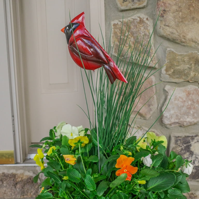 Red Cardinal Pot Plant Stake Painted Metal Bird 3D Yard Art Outdoor Garden Decor Red Cardinal Pot Plant Stake Painted Metal Bird 3D Yard Art Outdoor Garden Decor