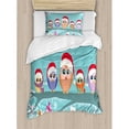 thumbnail image 3 of Christmas King Size Duvet Cover Set, Cute Owl Family Sitting on Tree Branch Like Little Elves of Noel Animal Design, Decorative 3 Piece Bedding Set with 2 Pillow Shams, Multicolor, by Ambesonne, 3 of 3