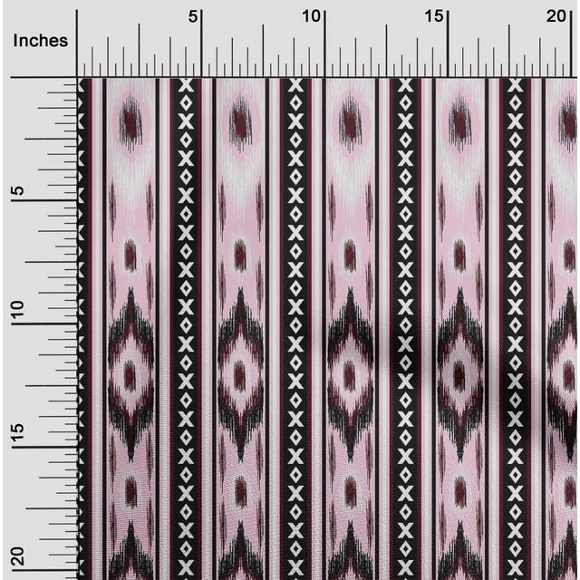 oneOone Polyester Lycra Fabric Stripe & Geometric Ikat Print Fabric By Yard 56 Inch Wide