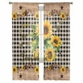 thumbnail image 3 of Sunflower Plaid Sheer Curtains 63 Inches Length 2 Panels Set, Window Sheer Curtains for Living Room/Bedroom, Country Sunshine Star Vintage Bee Black Light Filtering Rod Pocket Curtain 52'' x 63'' x 2, 3 of 7