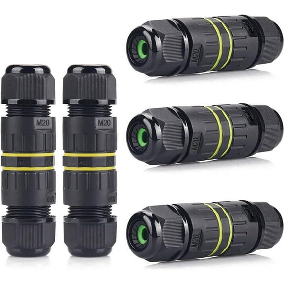 IP68 Waterproof 2 Way 4 Pin Junction Box Electrical Cable Connector,5 Pack 24A 400V M20 Wire Range (5-9mm) for Outdoor Rapid Maintenance Expansion and Extension of Cable Connectors