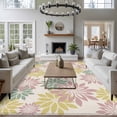 thumbnail image 3 of Large Area Rugs for Living Room Bedroom, Geometric Flower 6'x9' Rug Washable Carpet Runner Indoor Outdoor, Vintage Country Floral Pink Green on Linen Non Slip Floor Mats Rug for Kitchen, Playroom, 3 of 8