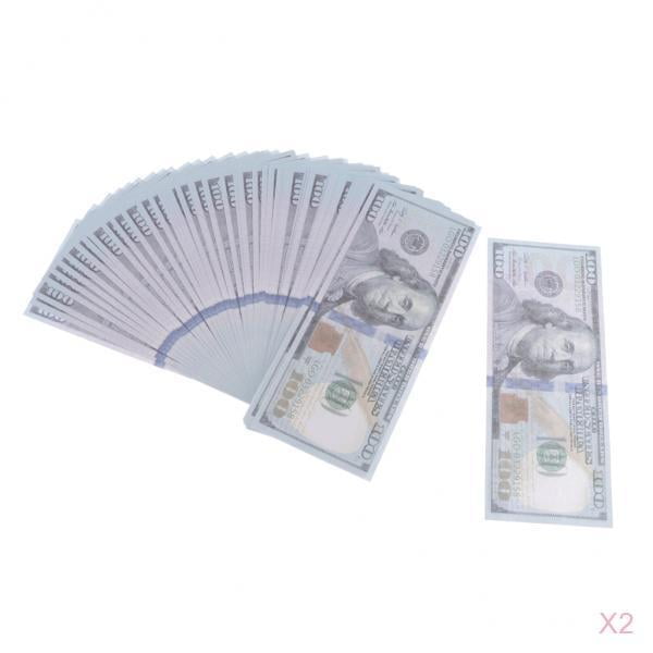 200 Piezas Dinero Falso 100 Dólares Denominación Diversión Efectivo Magia Programa De TV Prop Sunnimix Fake US Dollars Prop