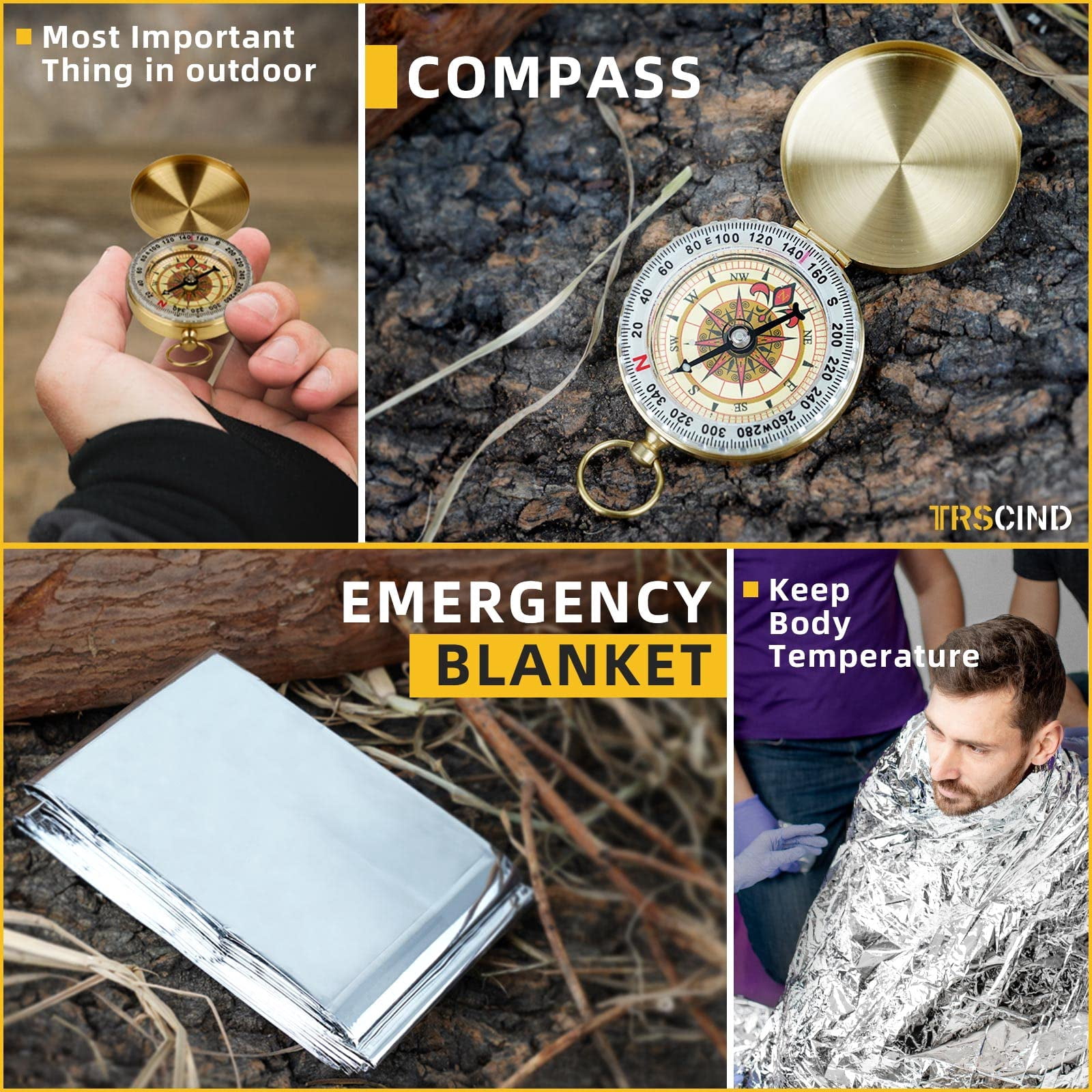 TRSCIND 14-in-1 Survival Kit for Men - Gifts for Dad, Husband, Boyfriend - Fishing, Hunting, Camping Gear & Cool Gadgets (Father's Day, Birthday, Anniversary)​