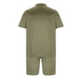thumbnail image 4 of YLSDY Mens Short Sleeve Casual Button Collared Shirt and Shorts Sets Two Piece Summer Outfits Zip Button Collared Tracksuit Set for Men Army Green 8, 4 of 5