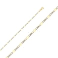thumbnail image 2 of Wellingsale 14k Two Tone Yellow and White Gold Polished Solid 3.2mm Stamped Figaro White Pave Diamond Cut Chain Necklace with Spring Ring Clasp - 20", 2 of 6