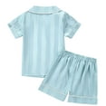 thumbnail image 4 of EHRWE Girls Pajamas Set Soft Toddler Boys Girls Short Sleeve Striped Print Tops T Shirt Shorts Casual Outfits For 2-3 Years, 4 of 5