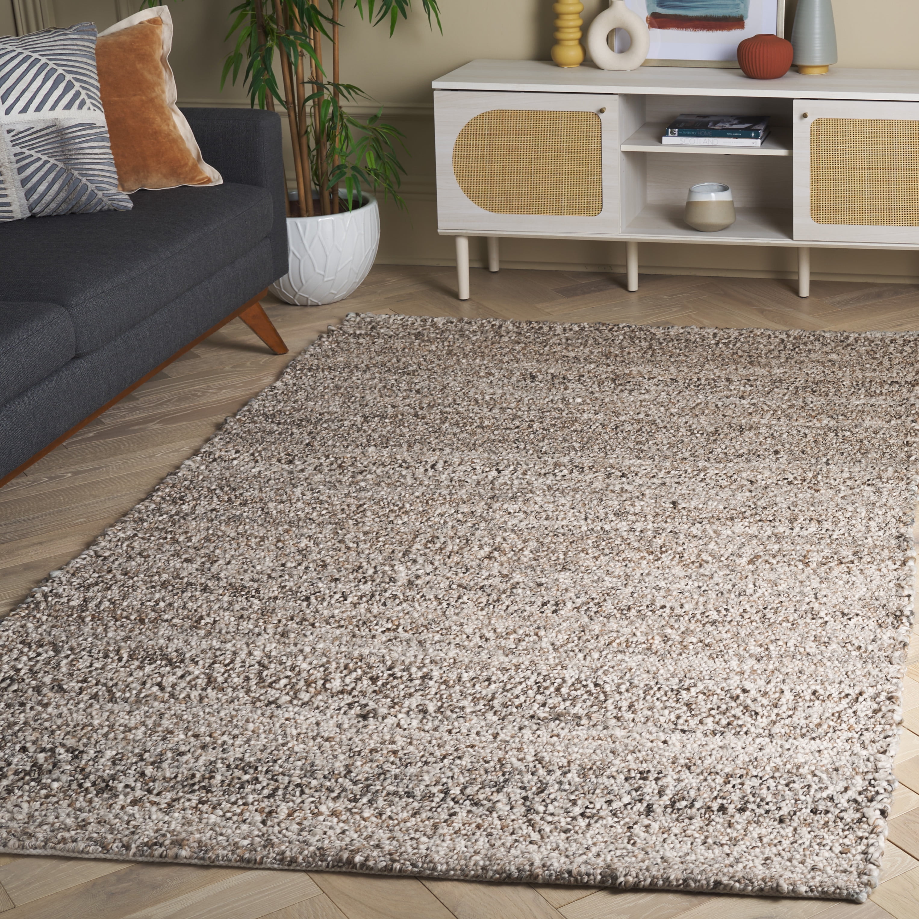 SAFAVIEH Renewal Holden Solid Area Rug, Natural/Gray, 6' x 6' Square