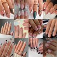 thumbnail image 1 of 12 paquetes de 288 piezas de uñas a presión, medianas y cortas, Opkssnails, punta francesa negra y blanca, pegamento reutilizable en las uñas, uñas postizas cortas con pestañas adhesivas reutilizables, 1 of 1