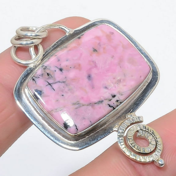 Argentinian Rhodonite Gemstone 925 Sterling Silver Pendant 2.0" T44, Rhodonite Pendant, Christmas Gift, New Year Sale, Gemstone Silver Jewelry