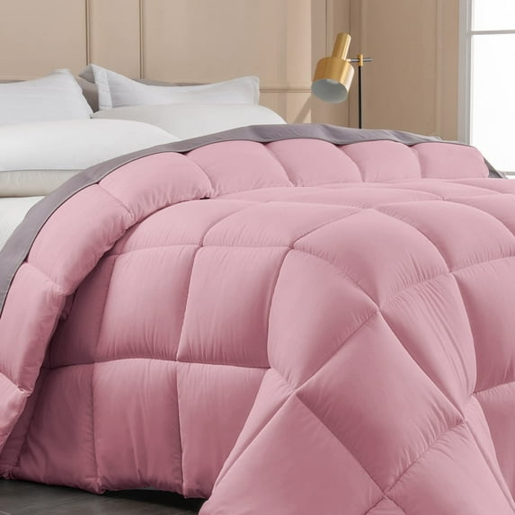 Wulful Pink California King Comforter, Cooling Down Alternative Quilted Washable Comforter w/ Corner Tabs