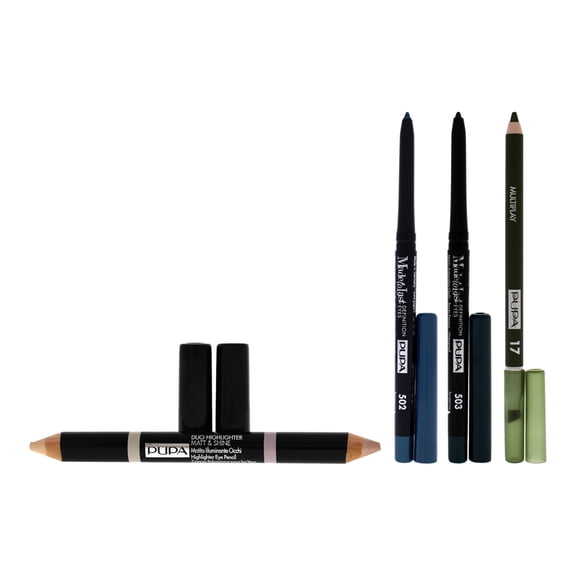 Pupa Milano Made To Last Definition Eyes and Duo Highlighter Matt and Shine With Multiplay Eye Pencil 4 Pc Kit