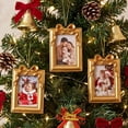 thumbnail image 5 of Christmas Photo Ornament,Picture Frame Cedar Decoration Bow Top Design Hanging Keepsake for Christmas Tree Mantel Home Decor, 5 of 6