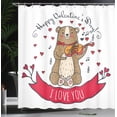 thumbnail image 4 of Ambesonne Valentines Day Shower Curtain, Bear and Violin, 69"Wx84"L, Red Brown, 4 of 5