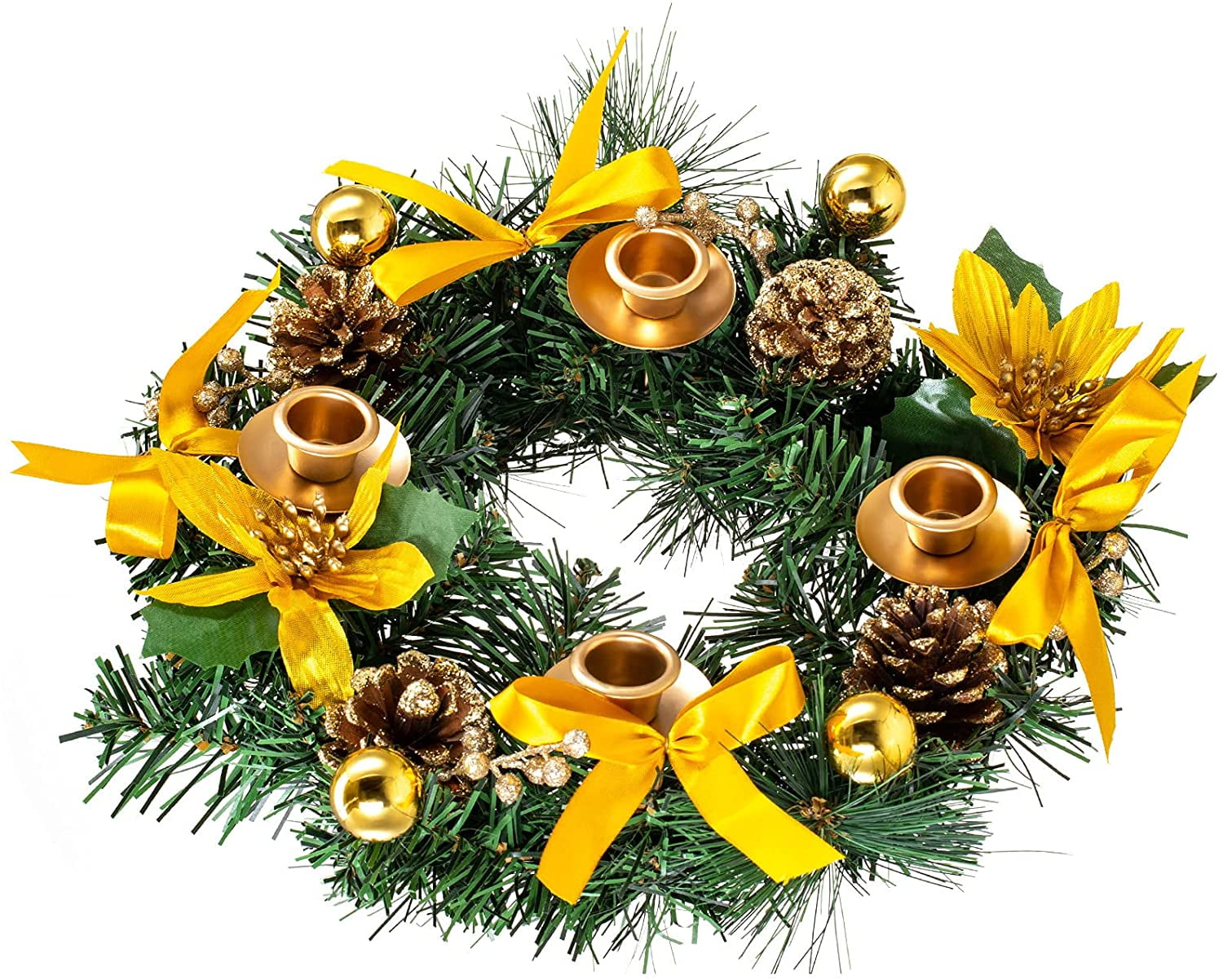 10" Hand Made Metallic Peace Joy Hope Christmas Wired Wreath Bow Holiday Tan 