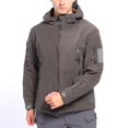 thumbnail image 2 of Mens Windbreaker Zip Front Windbreaker Jacket Man Solid-Color Plush Multi-Pocket Zipper Outdoor Sports Charging Warm Long Sleeve Hooded Outwear Jacket Gray XL, 2 of 7