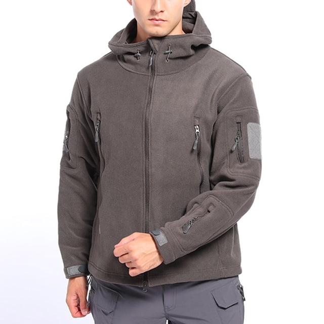 Puntoco Chaqueta Con Capucha De Manga Larga Cálida Para Hombre, De Color Sólido, Con Cremallera, Para Deportes Al Aire Libre, Con Múltiples Bolsillos