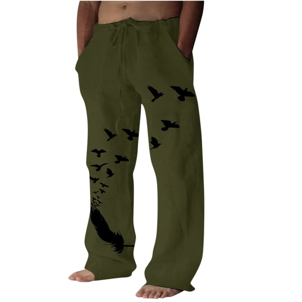 Pantalones Para Hombres Pantalones Largos Con Bolsillos de Moda de Cintura Media Estampados Sueltos Informales Odeerbi ODB183277