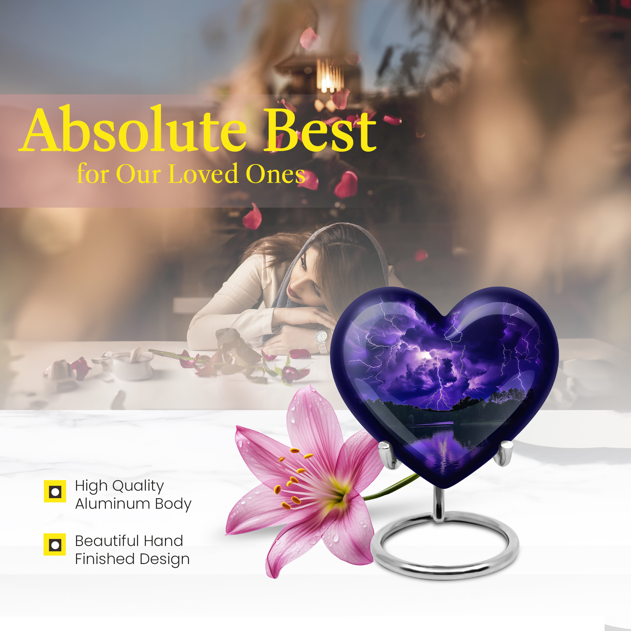 Purple Heart Urn For Human Ashes Adult Women - Purple Urns for Human Ashes Adult - Funeral Urns For Mom - Cremation Urn - 3inch, Small/Mini Size - Single 1Pcs