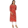 thumbnail image 3 of VIHAAN IMPEX Bandhej Printed Casual Women's Knee-Length Pullover Kurta, Red Floral, XL, 3 of 5