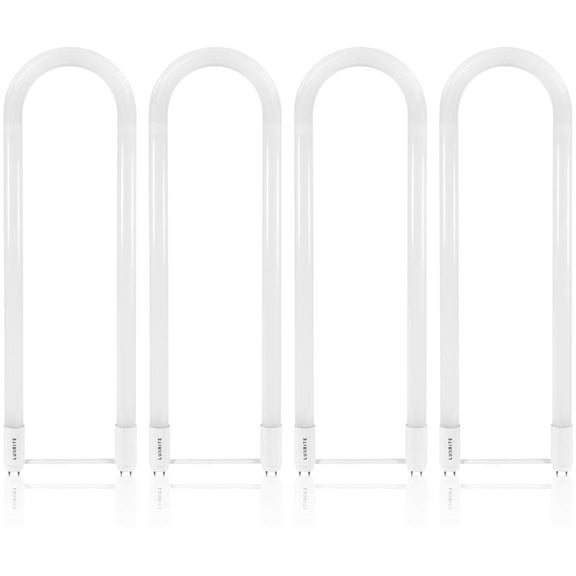 Luxrite T8 T12 U Bend LED Tube Light 18W=32W 3000K Soft White, 2000 Lumens, G13, 4-Pack