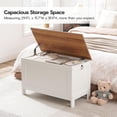 thumbnail image 3 of Toy Box, Retro Wooden Look Storage Chest with Safety Hinge, Entryway Storage Bench Supports 220 lb, 29.9 x 15.7 x 18.9 Inches Toy Chest Organizer, Easy Assembly (White + Walnut), 3 of 17