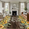 thumbnail image 2 of Area Rug 60×96in, Hello Summer Words Floor Carpet Living Room Rug, Watercolor Farm Sunflowers Non-Slip Welcome Mat Indoor Rugs for Bedroom Dining Room, 2 of 9