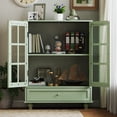 thumbnail image 5 of Minimalist Mint Green Buffet Cabinet with Double Glass Doors and Drawer, Modern Wooden Storage Sideboard Cupboard for Living room, Dining Room Hallway Entryway, 5 of 10