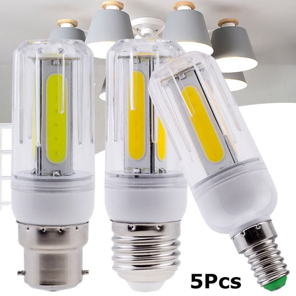 Bombillas LED COB de maíz para el hogar, Bombilla de ampolla blanca brillante para dormitorio, E27, E26, E14, E12, B22, 220V, 110V, 12W, 16W, 5 unidades