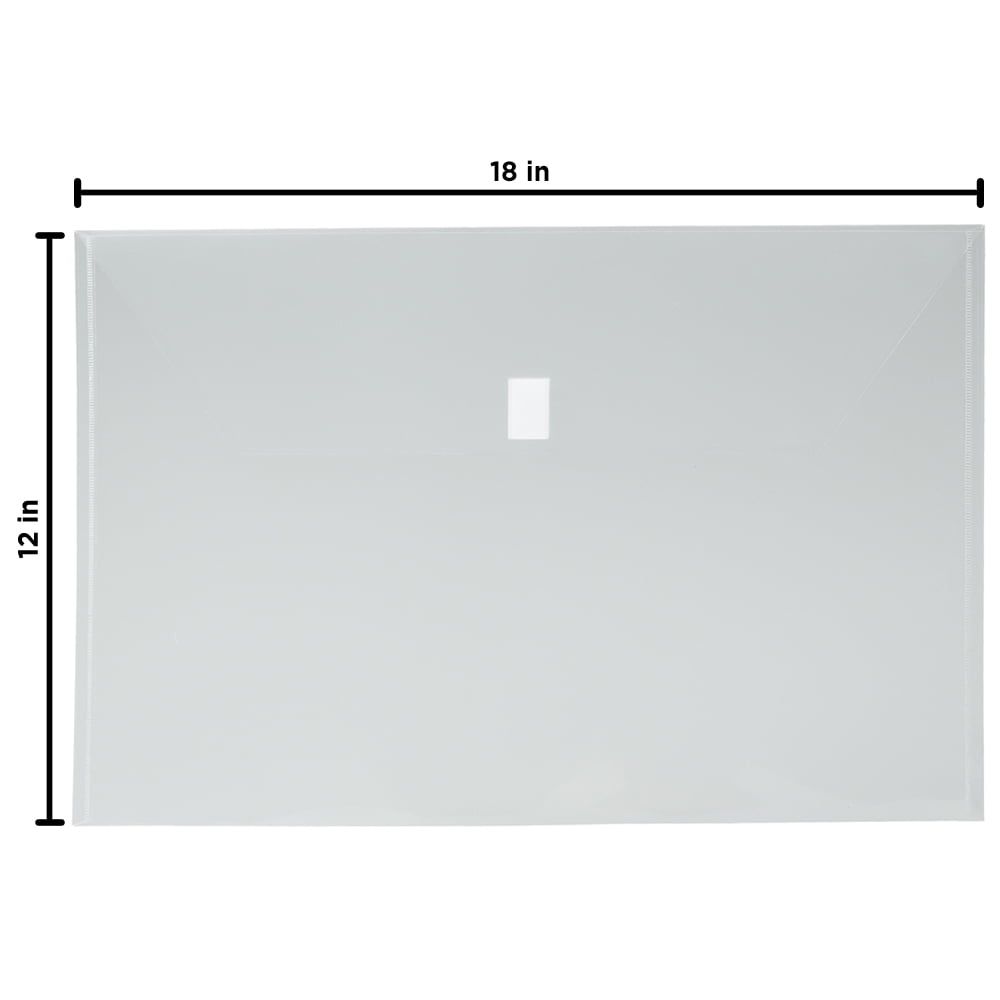 JAM Paper Plastic Envelopes with Hook & Loop Closure, Jumbo Booklet, 3 x 18, Clear, 3/Pack