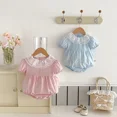 thumbnail image 3 of Ropa de verano para bebés de 0 a 2 años, mono bonito para niñas, mono de encaje con cuello de hoja de loto, mono infantil de una pieza para niños pequeños, 3 of 6